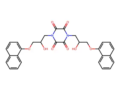 1,4-Bis(2-hydroxy-3-naphthalen-1-yloxypropyl)piperazine-2,3,5,6-tetrone structure