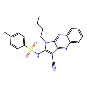 N-(1-butyl-3-cyano-1H-pyrrolo[2,3-b]quinoxalin-2-yl)-4-methylbenzenesulfonamide structure