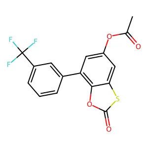2-Oxo-7-(3-(trifluoromethyl)phenyl)benzo[d][1,3]oxathiol-5-yl acetate structure