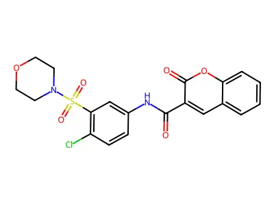 N-(4-chloro-3-morpholin-4-ylsulfonylphenyl)-2-oxochromene-3-carboxamide structure