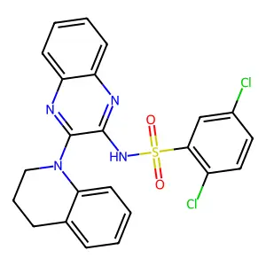 2,5-dichloro-N-[3-(3,4-dihydro-2H-quinolin-1-yl)quinoxalin-2-yl]benzenesulfonamide structure