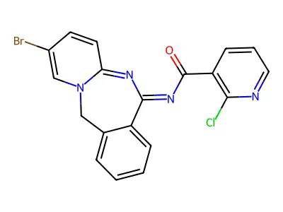 N-(2-bromo-11H-pyrido[1,2-b][2,4]benzodiazepin-6-ylidene)-2-chloropyridine-3-carboxamide structure