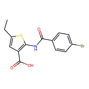 2-(4-Bromobenzamido)-5-ethylthiophene-3-carboxylic acid structure