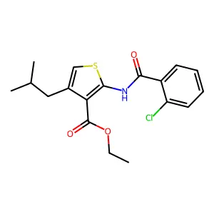 Ethyl 2-[(2-chlorobenzoyl)amino]-4-isobutyl-3-thiophenecarboxylate structure