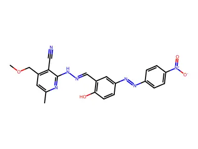 3-Pyridinecarbonitrile, 2-[2-[[2-hydroxy-5-[2-(4-nitrophenyl)diazenyl]phenyl]methylene]hydrazinyl]-4-(methoxymethyl)-6-methyl- structure
