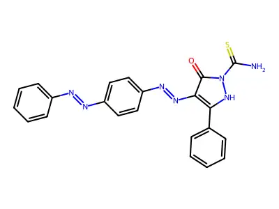 (4E)-5-oxo-3-phenyl-4-(2-{4-[(Z)-phenyldiazenyl]phenyl}hydrazinylidene)-4,5-dihydro-1H-pyrazole-1-carbothioamide structure