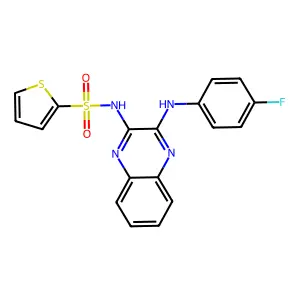 N-(3-((4-fluorophenyl)amino)quinoxalin-2-yl)thiophene-2-sulfonamide structure