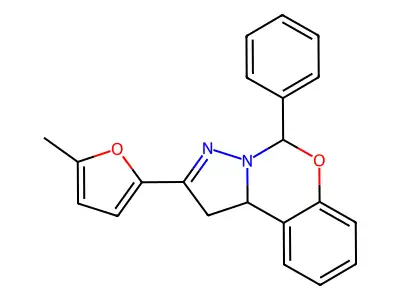 2-(5-Methyl-2-furyl)-5-phenyl-1,10b-dihydropyrazolo[1,5-c][1,3]benzoxazine structure
