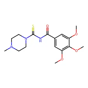 3,4,5-trimethoxy-N-(4-methylpiperazine-1-carbothioyl)benzamide structure