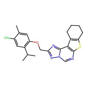 2-({[4-chloro-5-methyl-2-(1-methylethyl)phenyl]oxy}methyl)-8,9,10,11-tetrahydro[1]benzothieno[3,2-e][1,2,4]triazolo[1,5-c]pyrimidine structure