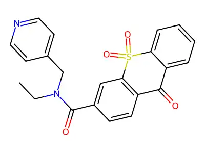 N-ethyl-9,10,10-trioxo-N-(pyridin-4-ylmethyl)thioxanthene-3-carboxamide structure