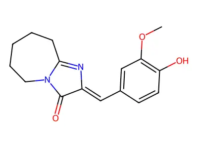 (2E)-2-[(4-hydroxy-3-methoxyphenyl)methylidene]-6,7,8,9-tetrahydro-5H-imidazo[1,2-a]azepin-3-one structure