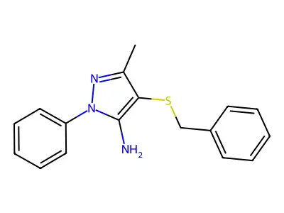 1-Phenyl-3-methyl-4-benzylthio-5-aminopyrazole structure