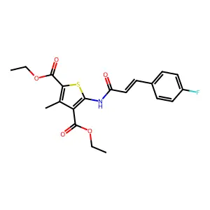 (E)-diethyl 5-(3-(4-fluorophenyl)acrylamido)-3-methylthiophene-2,4-dicarboxylate structure