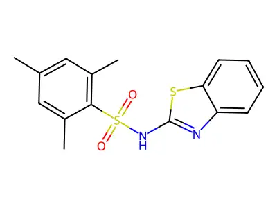N-(1,3-benzothiazol-2-yl)-2,4,6-trimethylbenzenesulfonamide structure