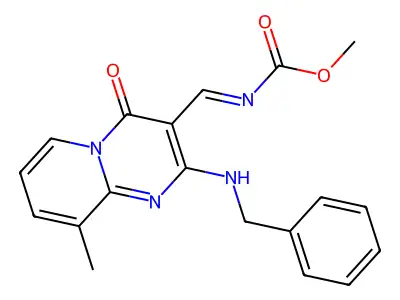 Carbamic acid, [[9-methyl-4-oxo-2-[(phenylmethyl)amino]-4H-pyrido[1,2-a]pyrimidin-3-yl]methylene]-, methyl ester structure