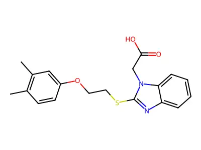 (2-{[2-(3,4-dimethylphenoxy)ethyl]sulfanyl}-1H-benzimidazol-1-yl)acetic acid structure