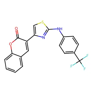3-(2-{[4-(trifluoromethyl)phenyl]amino}-1,3-thiazol-4-yl)-2H-chromen-2-one structure