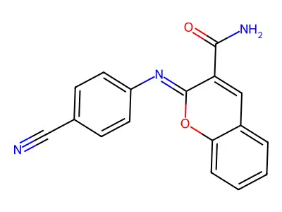 2-(4-Cyanophenyl)iminochromene-3-carboxamide structure