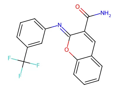 (2Z)-2-{[3-(trifluoromethyl)phenyl]imino}-2H-chromene-3-carboxamide structure