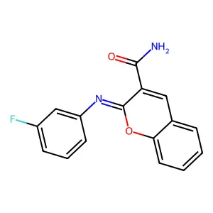 (2Z)-2-[(3-fluorophenyl)imino]-2H-chromene-3-carboxamide structure