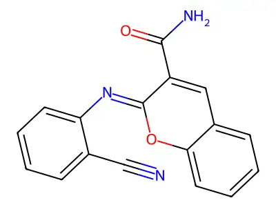 (2Z)-2-[(2-cyanophenyl)imino]-2H-chromene-3-carboxamide structure