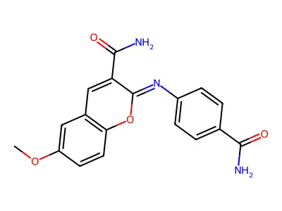 2-(4-Carbamoylphenyl)imino-6-methoxychromene-3-carboxamide structure