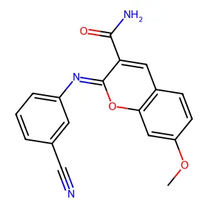 (2Z)-2-[(3-cyanophenyl)imino]-7-methoxy-2H-chromene-3-carboxamide structure