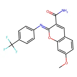 (2Z)-7-methoxy-2-{[4-(trifluoromethyl)phenyl]imino}-2H-chromene-3-carboxamide structure