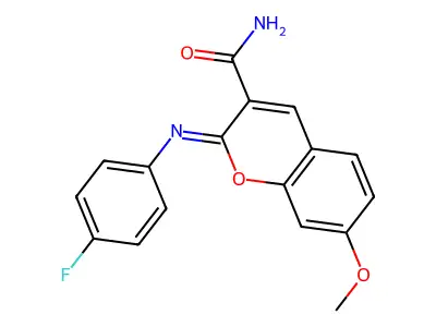 (2Z)-2-[(4-fluorophenyl)imino]-7-methoxy-2H-chromene-3-carboxamide structure