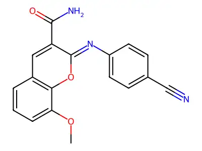 2-(4-Cyanophenyl)imino-8-methoxychromene-3-carboxamide structure
