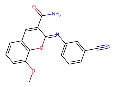 (2Z)-2-[(3-cyanophenyl)imino]-8-methoxy-2H-chromene-3-carboxamide structure