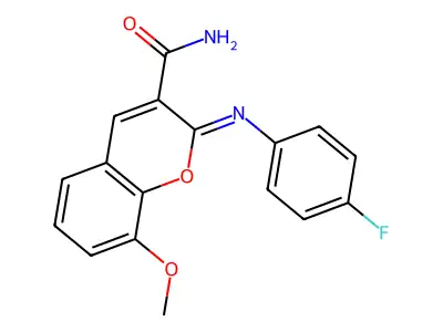 (2Z)-2-[(4-fluorophenyl)imino]-8-methoxy-2H-chromene-3-carboxamide structure