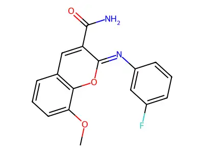 (2Z)-2-[(3-fluorophenyl)imino]-8-methoxy-2H-chromene-3-carboxamide structure