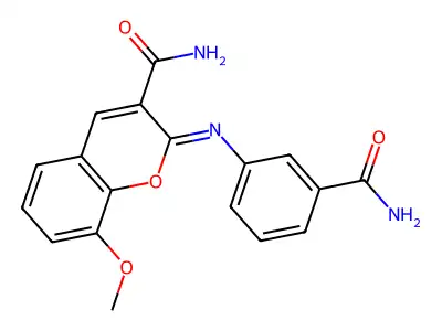 2-(3-Carbamoylphenyl)imino-8-methoxychromene-3-carboxamide structure