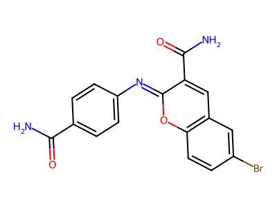 6-Bromo-2-(4-carbamoylphenyl)iminochromene-3-carboxamide structure
