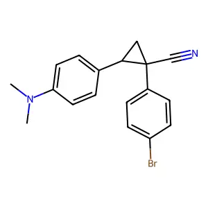 Cyclopropanecarbonitrile, 1-(p-bromophenyl)-2-[p-(dimethylamino)phenyl]- structure