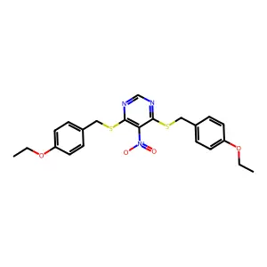 4,6-Bis(4-ethoxybenzylthio)-5-nitropyrimidine structure