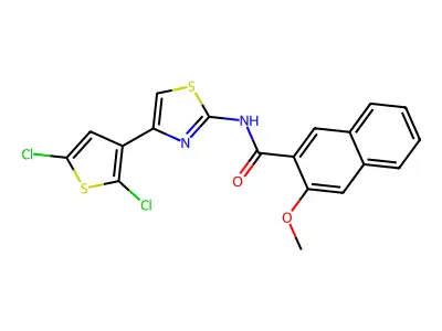 N-[4-(2,5-dichlorothiophen-3-yl)-1,3-thiazol-2-yl]-3-methoxynaphthalene-2-carboxamide structure