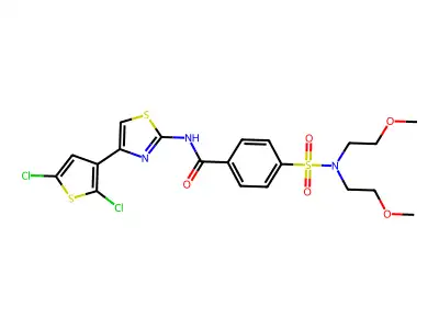 4-[bis(2-methoxyethyl)sulfamoyl]-N-[4-(2,5-dichlorothiophen-3-yl)-1,3-thiazol-2-yl]benzamide structure