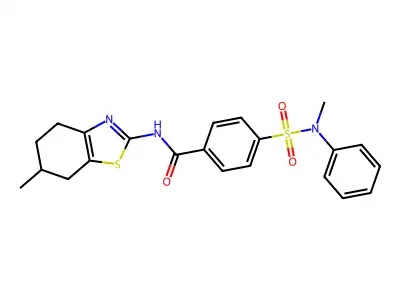 4-[methyl(phenyl)sulfamoyl]-N-(6-methyl-4,5,6,7-tetrahydro-1,3-benzothiazol-2-yl)benzamide structure