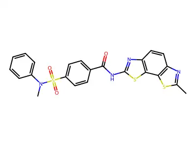 4-[methyl(phenyl)sulfamoyl]-N-{11-methyl-3,12-dithia-5,10-diazatricyclo[7.3.0.0^{2,6}]dodeca-1(9),2(6),4,7,10-pentaen-4-yl}benzamide structure