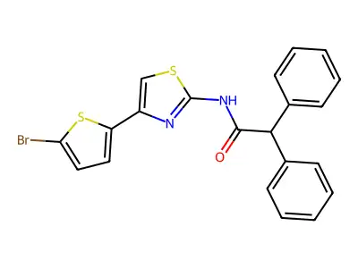 N-[4-(5-bromothiophen-2-yl)-1,3-thiazol-2-yl]-2,2-diphenylacetamide structure