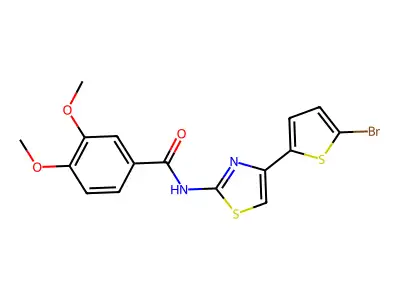 N-[4-(5-bromothiophen-2-yl)-1,3-thiazol-2-yl]-3,4-dimethoxybenzamide structure