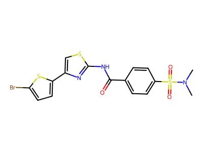 N-[4-(5-bromothiophen-2-yl)-1,3-thiazol-2-yl]-4-(dimethylsulfamoyl)benzamide structure