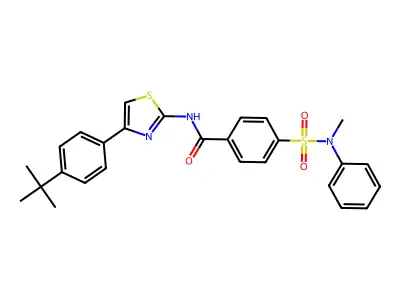 N-[4-(4-tert-butylphenyl)-1,3-thiazol-2-yl]-4-[methyl(phenyl)sulfamoyl]benzamide structure