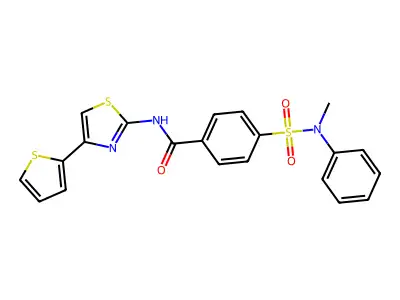 4-(N-methyl-N-phenylsulfamoyl)-N-(4-(thiophen-2-yl)thiazol-2-yl)benzamide structure
