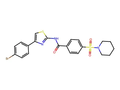 N-(4-(4-bromophenyl)thiazol-2-yl)-4-(piperidin-1-ylsulfonyl)benzamide structure