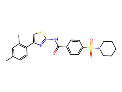 N-[4-(2,4-dimethylphenyl)-1,3-thiazol-2-yl]-4-piperidin-1-ylsulfonylbenzamide structure