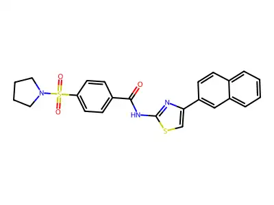 N-(4-(naphthalen-2-yl)thiazol-2-yl)-4-(pyrrolidin-1-ylsulfonyl)benzamide structure